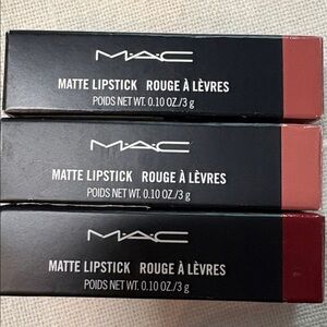 3 Rare MAC Matte Lipsticks : Kinda Sexy 606, Russian Red 612, Velvet Teddy 617